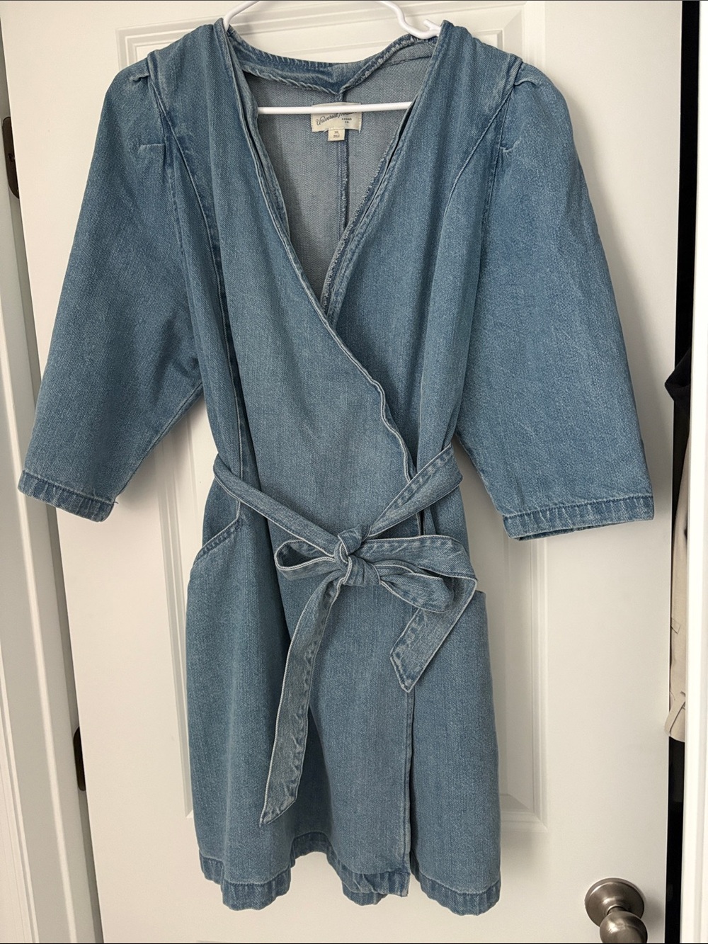 Universal Thread Light Blue Denim Wrap Robe with Self-Tie Belt
